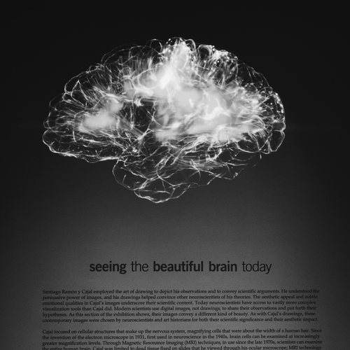 A brain rendered in light at a gallery exhibition